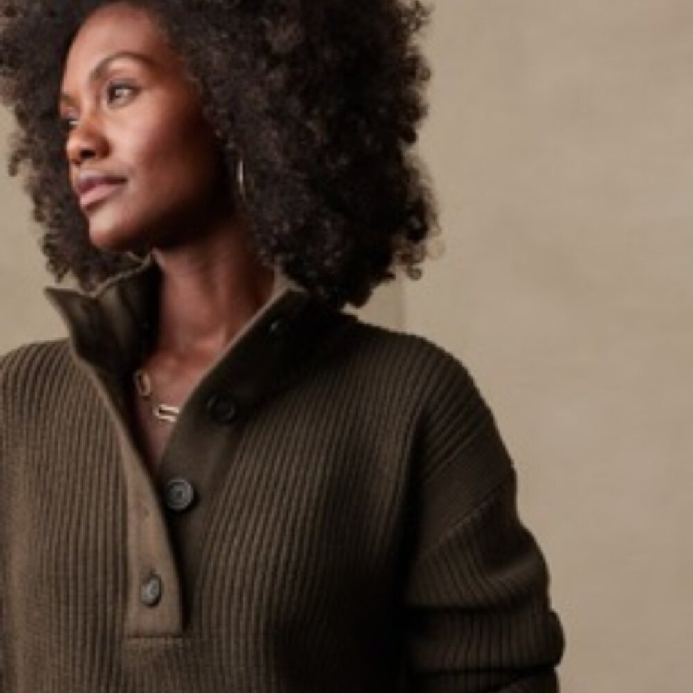Banana Republic Factory Ribbed Boxy Mock-Neck Sweater
